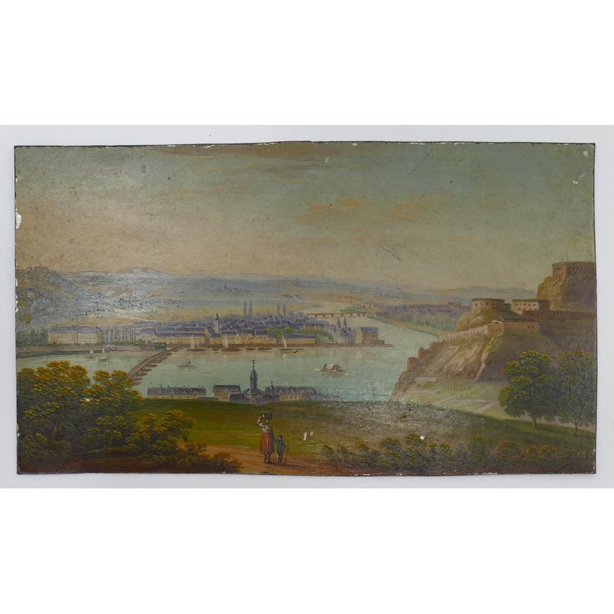 Antique Italian Grand Tour Landscape Oil on Copper 3.25'' x 5.5''