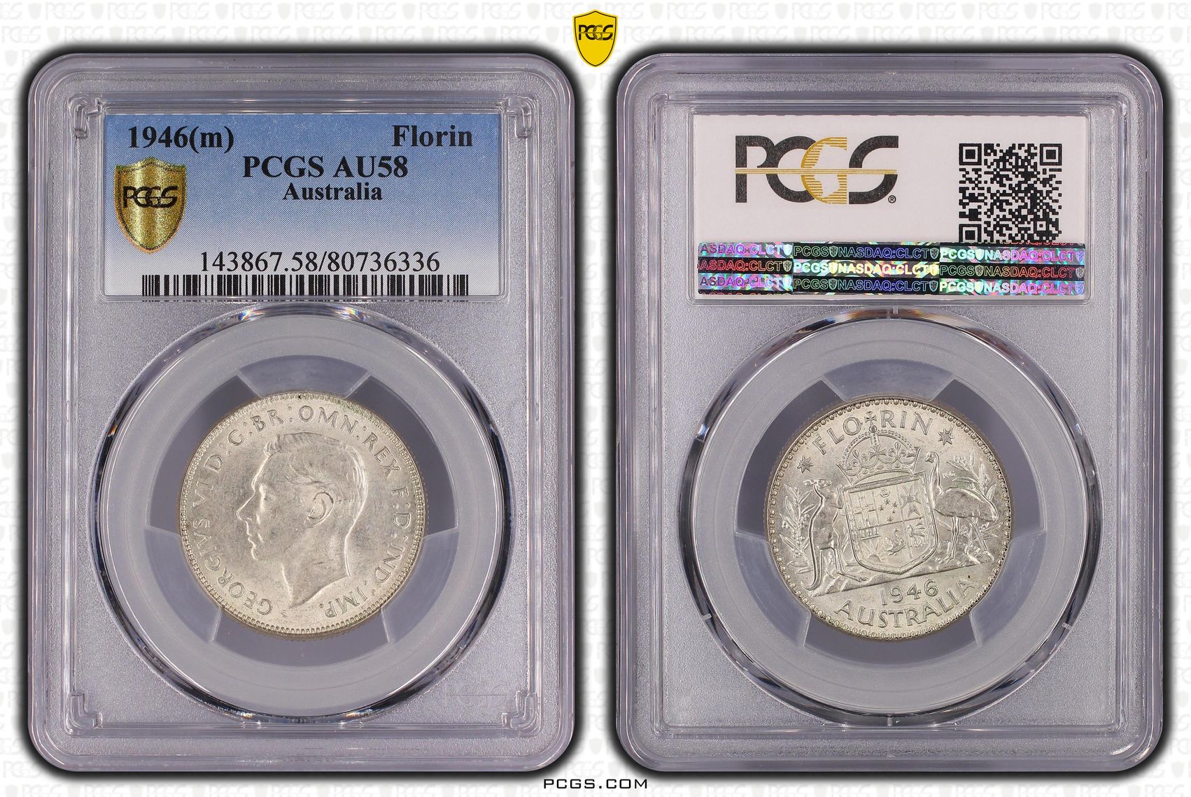 Florin, 1946(m), PCGS AU58