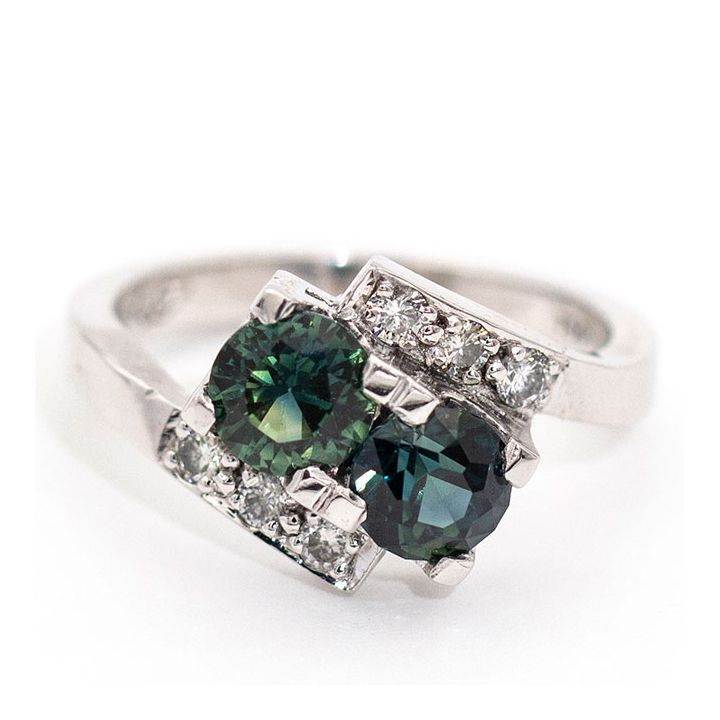 1.76 Carat Natural Blue Sapphire & Diamond Ring