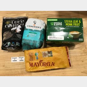 LOVE CRUNCH GRANOLA 750G, CAMERON'S COFFEE 907G, MAYORGA COFFEE 907G, 400X WHOLE EARTH SWEETENER