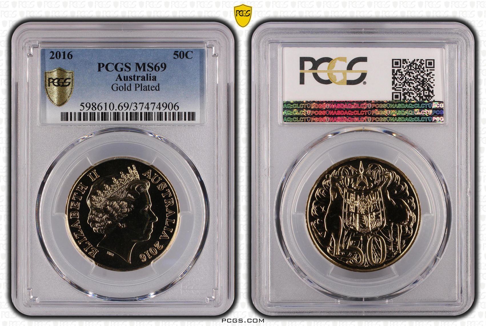 2016 Australia Fifty Cent, 50c Gold Plated Cu-Ni PCGS - MS69 -906
