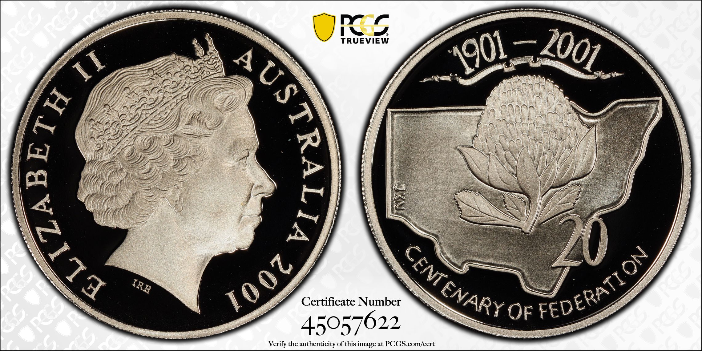 2001 Australian Twenty Cent, 20c Proof New South Wales PCGS - PR70DCAM POP 75/0 -622