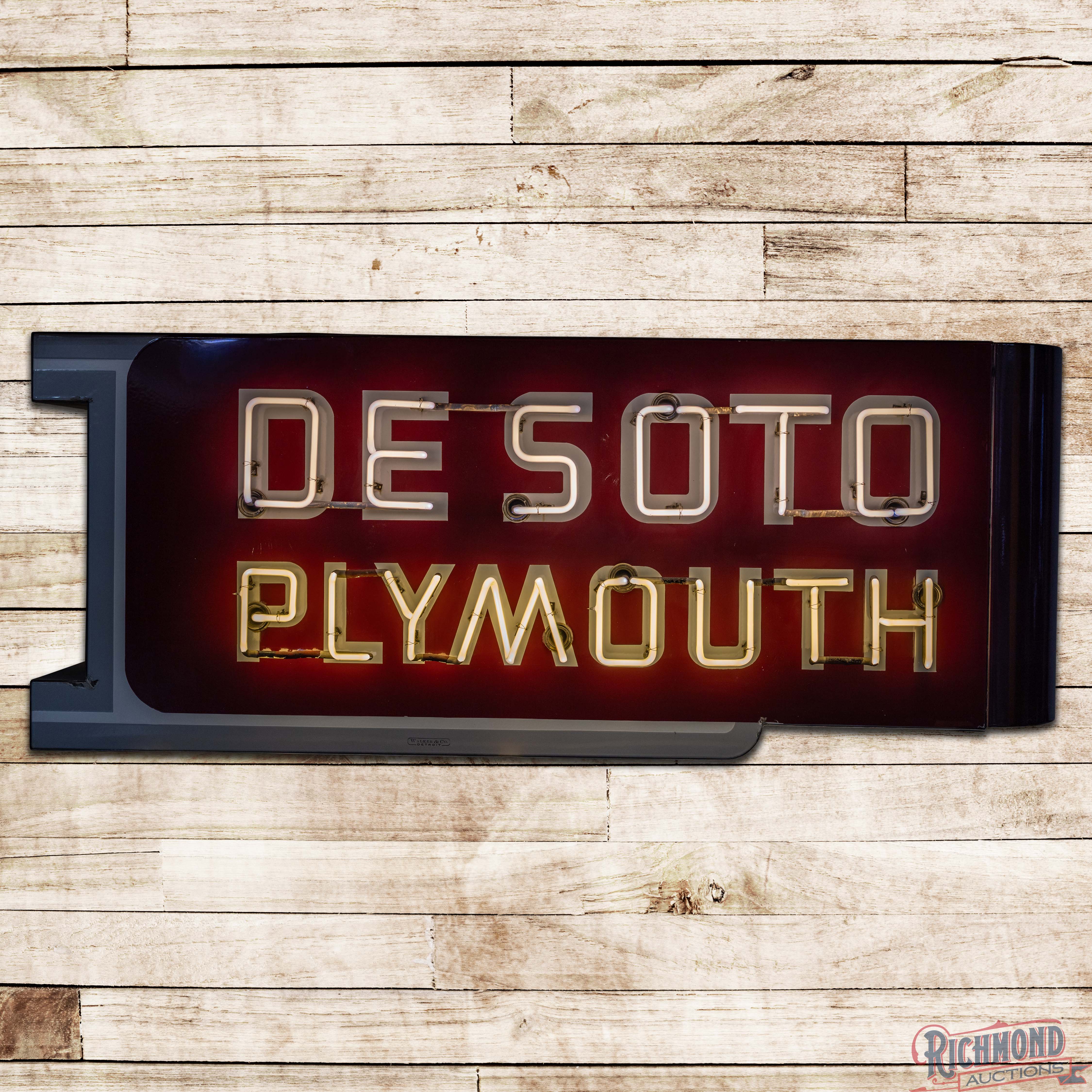 Superb DeSoto Plymouth Die Cut 6' Double Sided Porcelain Factory Neon ...