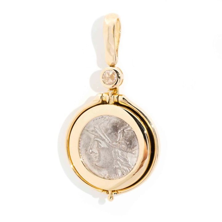 Roma & Jupiter Ancient Coin 18 Carat Gold Flip Pendant