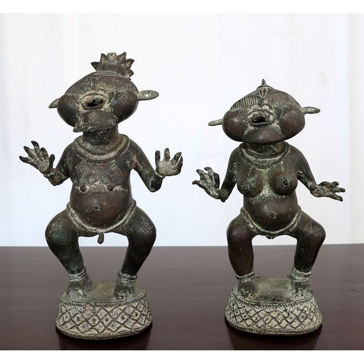 PAIR OF AFRICAN TRIBAL BRONZE FIGURES