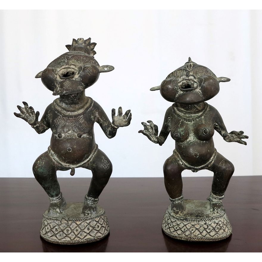 PAIR OF AFRICAN TRIBAL BRONZE FIGURES