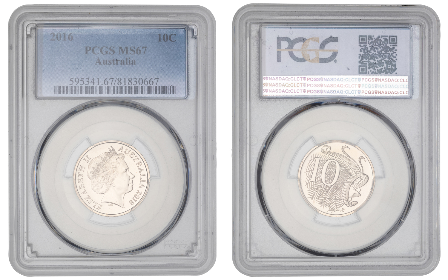 Elizabeth II, Ten Cent, 2016, PCGS MS67