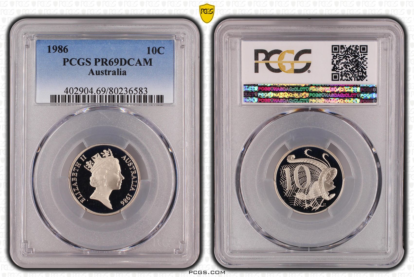 Elizabeth II, Ten Cent, 1986, PCGS PR69DCAM