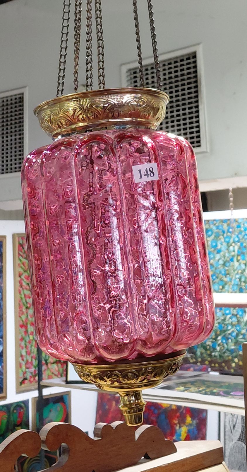 Victorian Ruby Glass Hallway Lamp