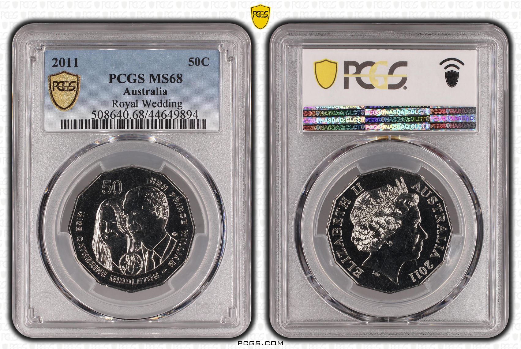 2011 Australia Fifty Cent, 50c Royal Wedding PCGS - MS68 -894