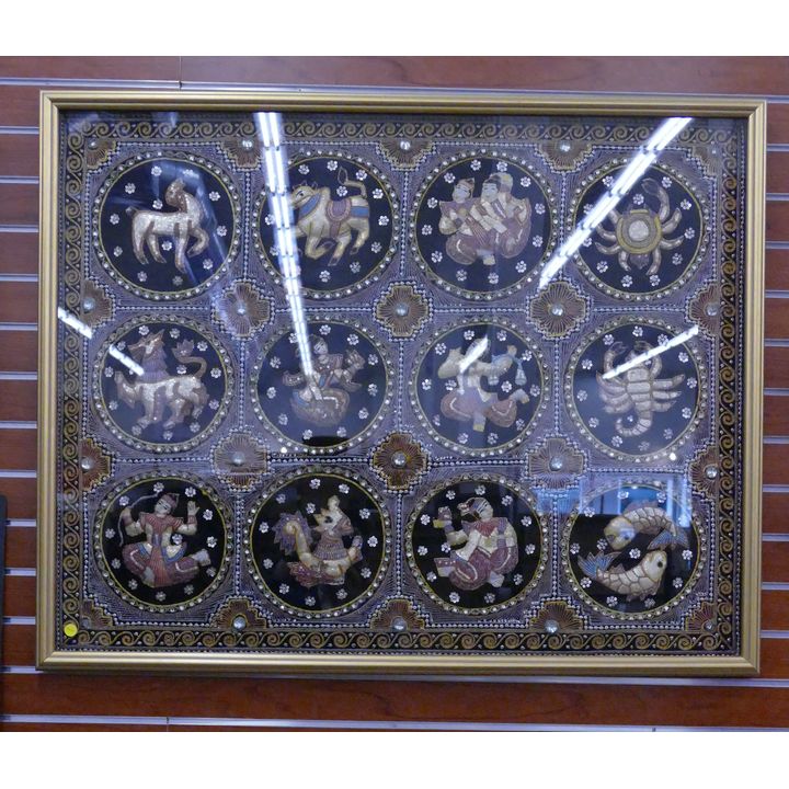 Framed Thai Kalaga Beaded Tapestry- 35x44''