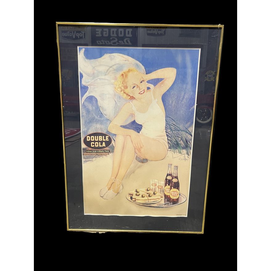 1938 Double Cola A Mighty Flavor Framed Soda Poster