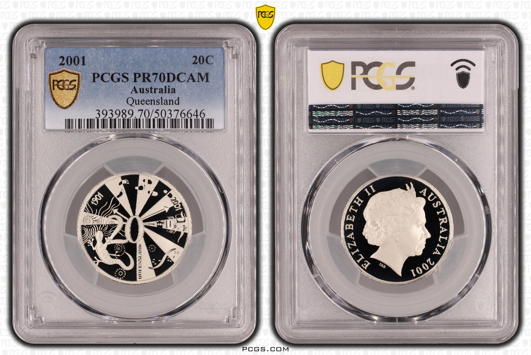 Queensland, Twenty Cent, 2001, PCGS PR70DCAM