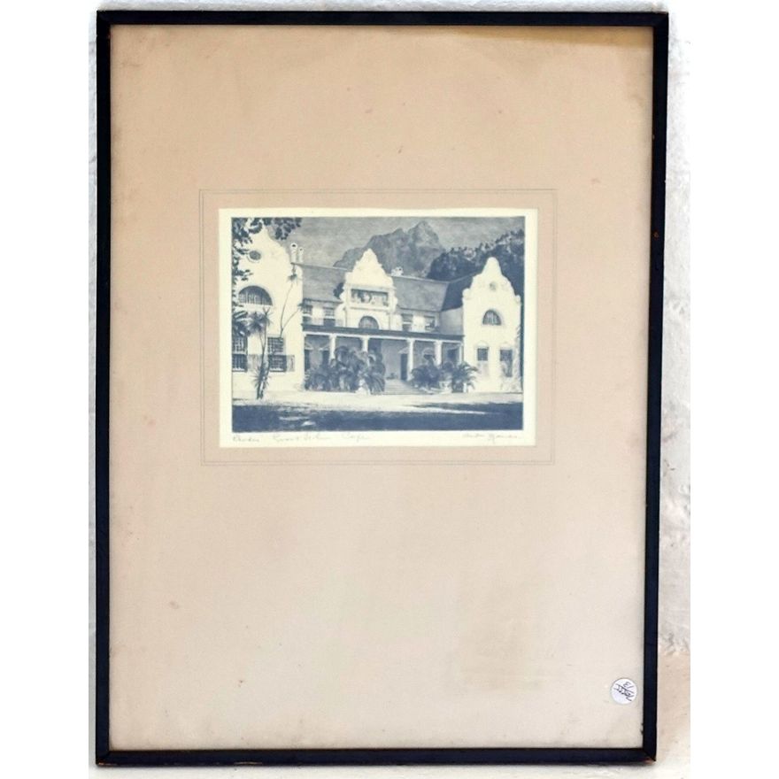 ANDRE NAUDE - ETCHING - "RHODES" GROOTE SCHUUR, CAPE
