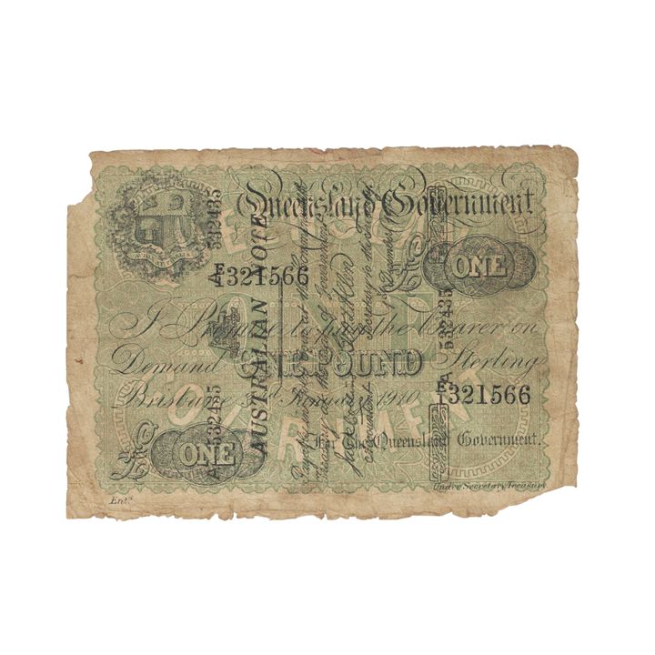 Queensland Government Collins/Allen, One Pound, 1910, Fair