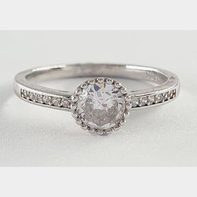 STERLING SILVER ROUND MILGRAIN DESIGN CZ RING - 51929/10175