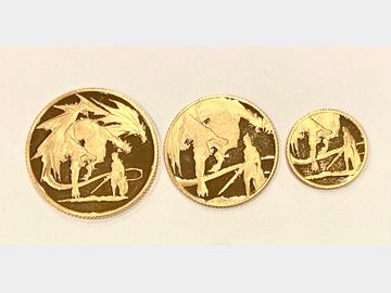 2019 Queen Elizabeth Gibralter Gold Proof Three Coins Set.