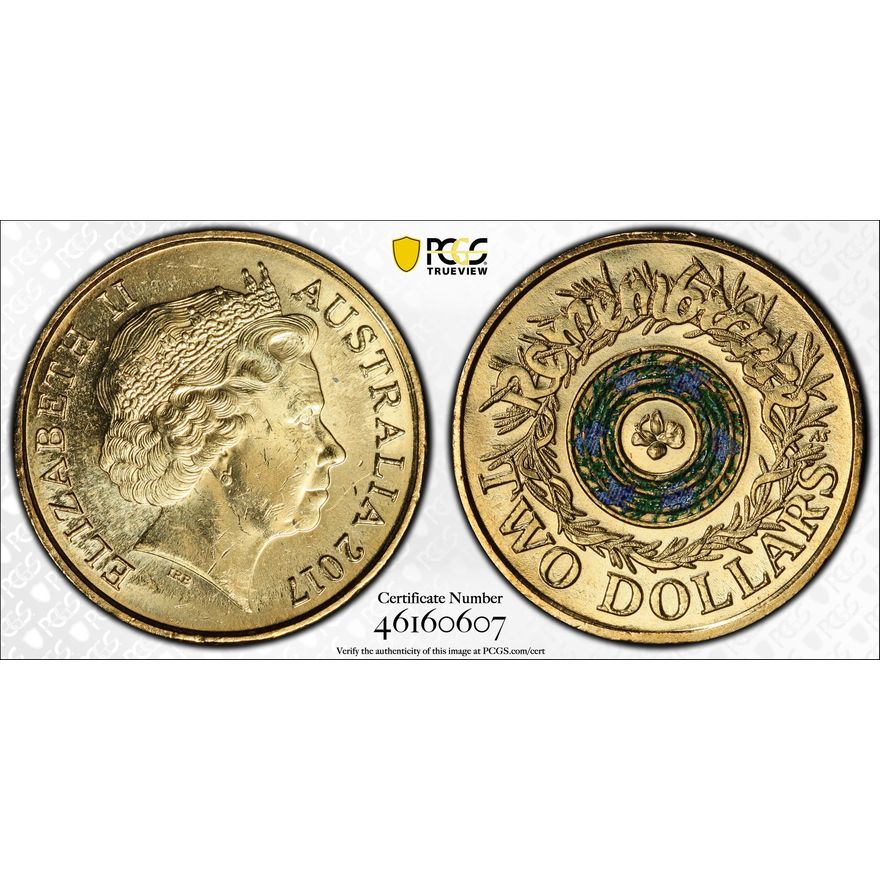 Remembrance Day, Two Dollar, 2017, PCGS MS 63