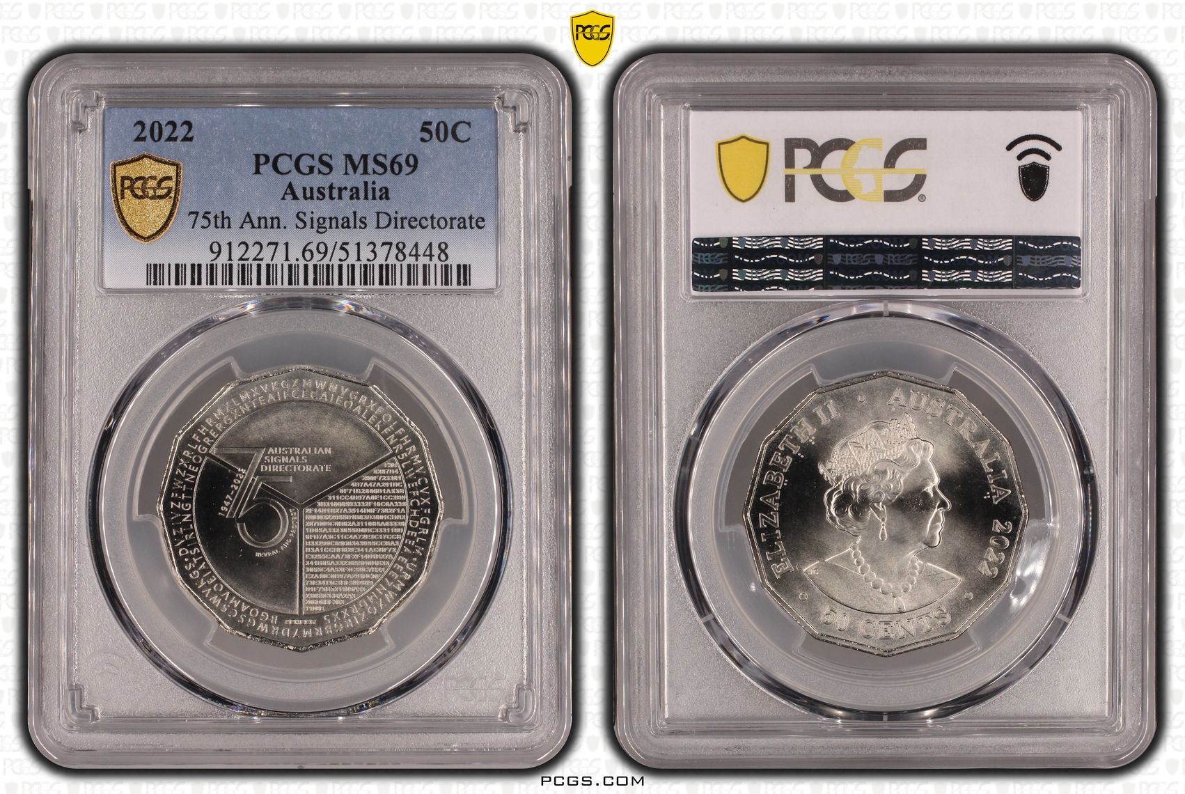 75th Ann. Signals Directorate, Fifty Cent, 2022, PCGS MS69