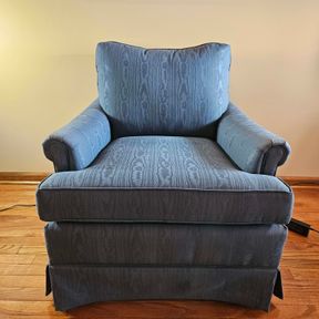 Vintage Vargus Fine Furniture Blue Upholstered Easy Chair #1