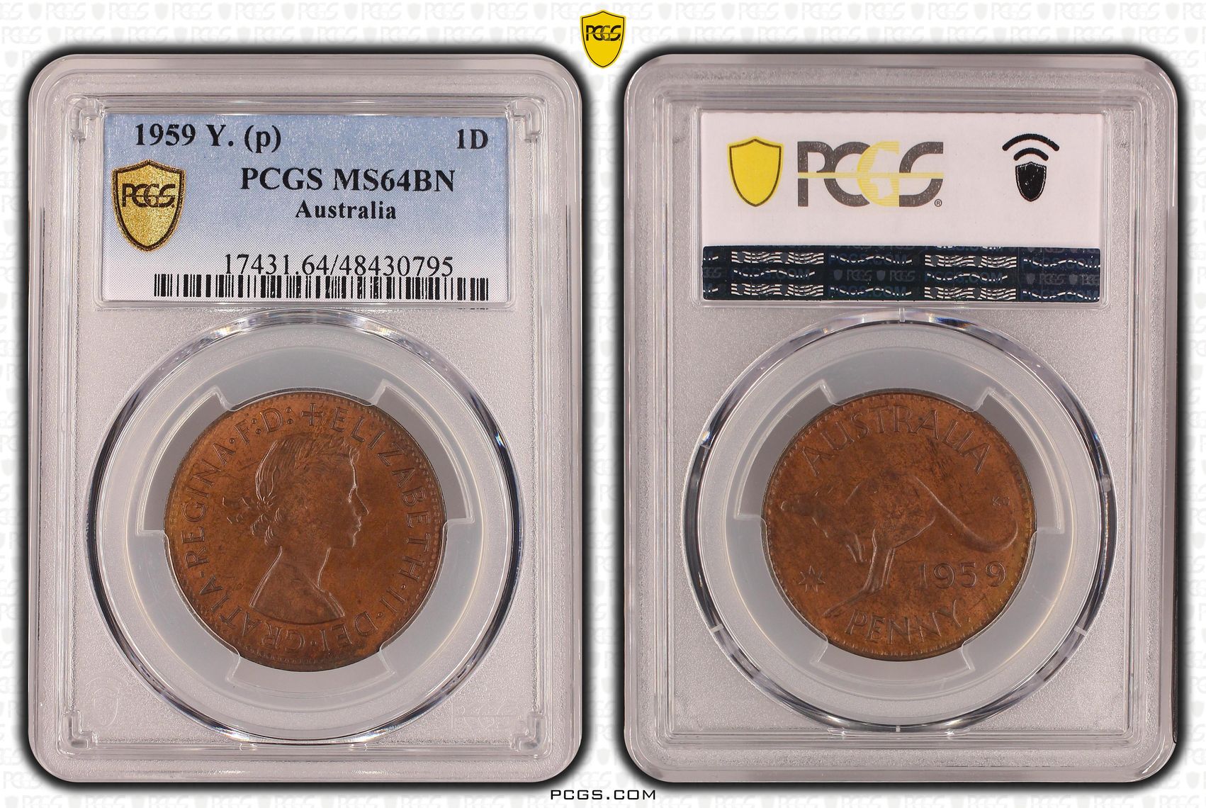 Elizabeth II, Penny, 1959-Y., PCGS MS64BN