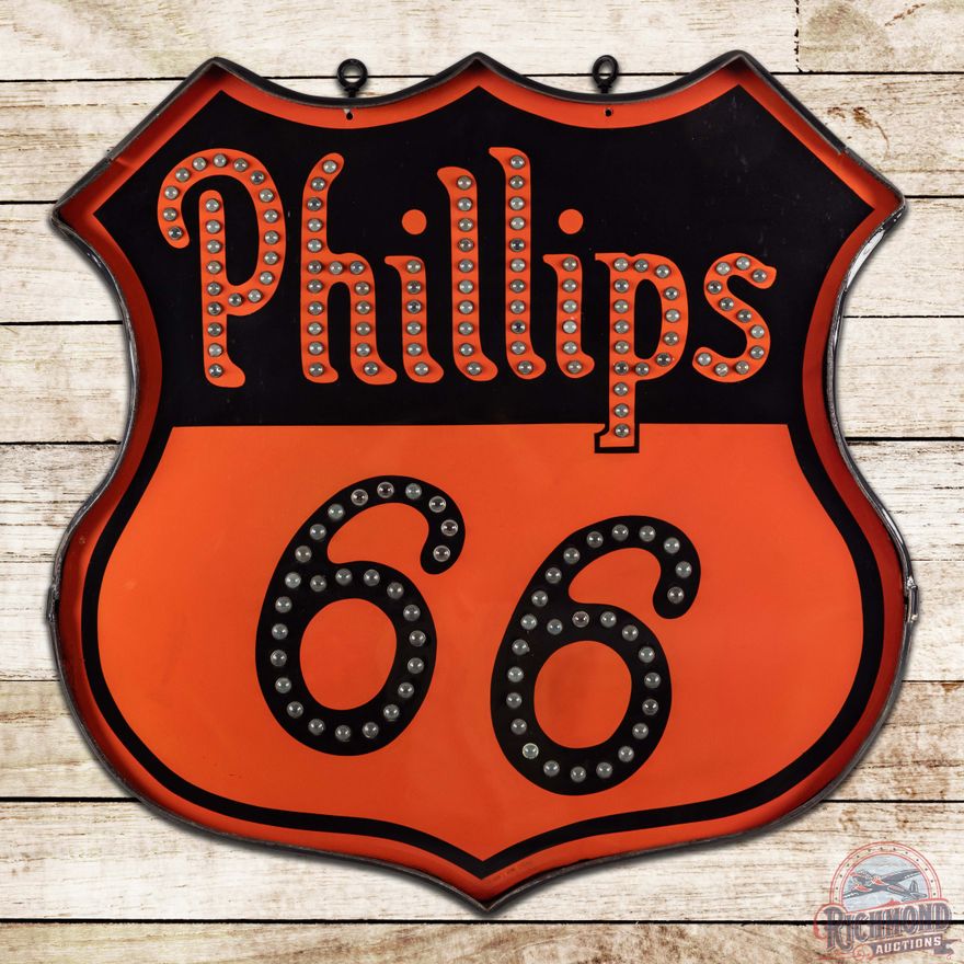 Rare Phillips 66 Double Sided Porcelain 48" Cats Eye Service Station Sign