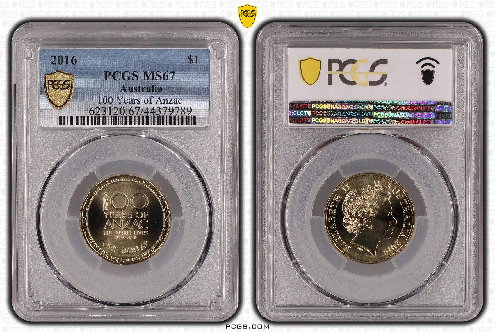 100 Years of Anzac, One Dollar, 2016, PCGS MS 67
