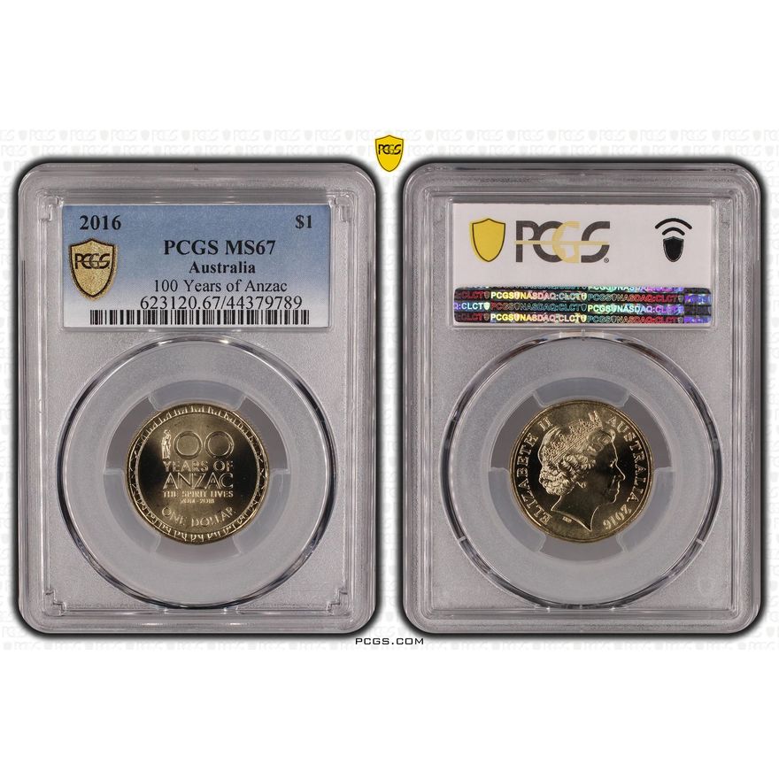 100 Years of Anzac, One Dollar, 2016, PCGS MS 67