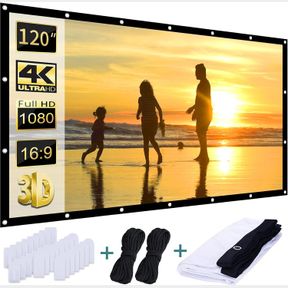 AAJK 120 INCH PROJECTOR SCREEN, FOLDABLE PROJECTION SCREEN16:9 HD HANGING MOVIE SCREEN ANTI-CREASE, FOR HOME THEATER OUTDOOR INDOO