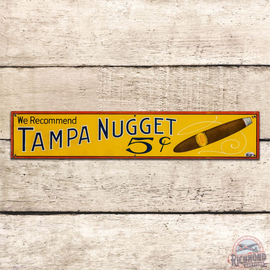 Nice We Recommend Tampa Nugget Cigars 5 Cents Emb. Single Sided Tin Sign