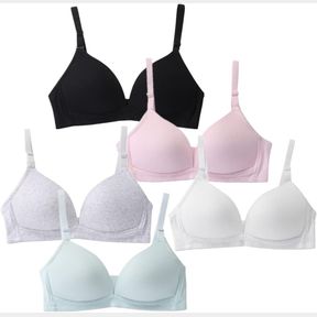 HEREPAI GIRLS TRAINING BRAS GIRL'S SEAMLESS BRALETTES THIN SHOULDER STRAPS 6-PACK