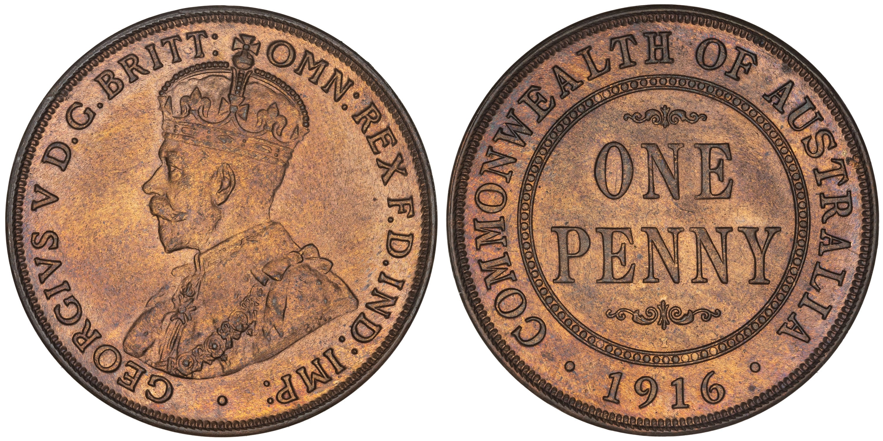 George V, Penny, 1916-I, CHU/GEM