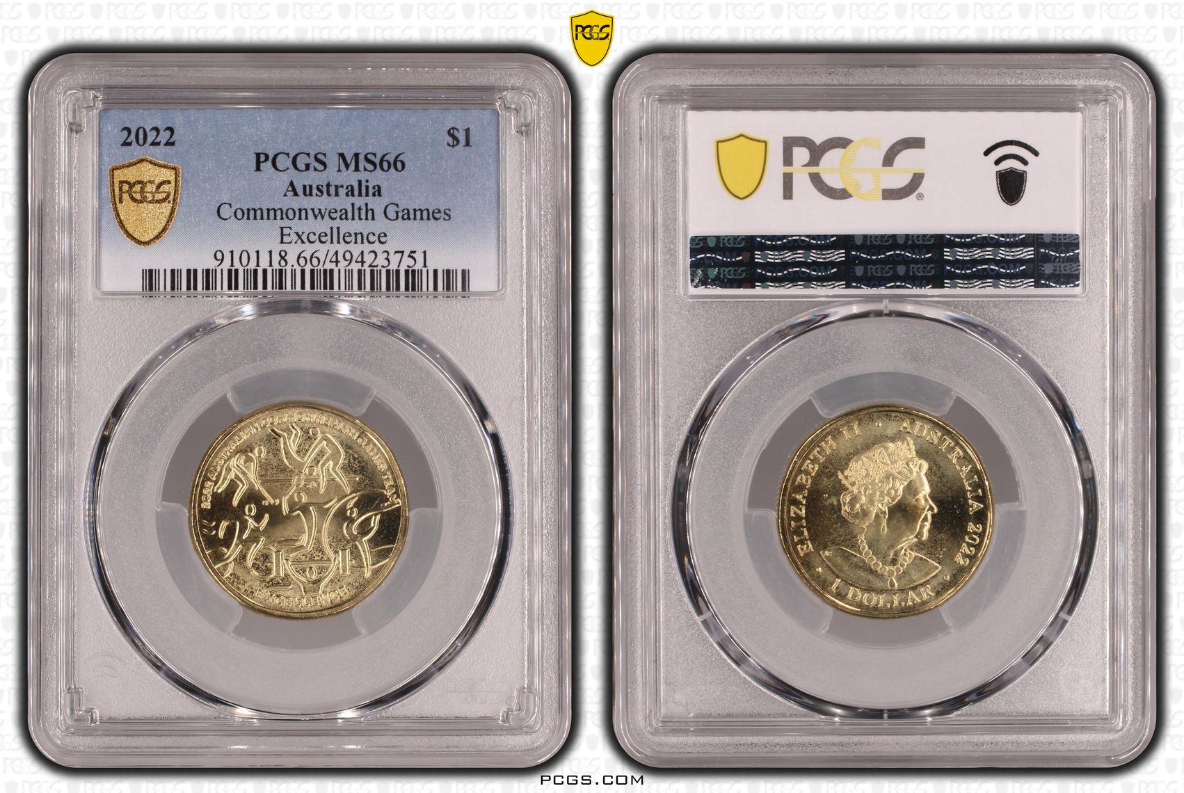 279 · Elizabeth II, Commonwealth Games - Excellence , One Dollar, 2022, PCGS MS66