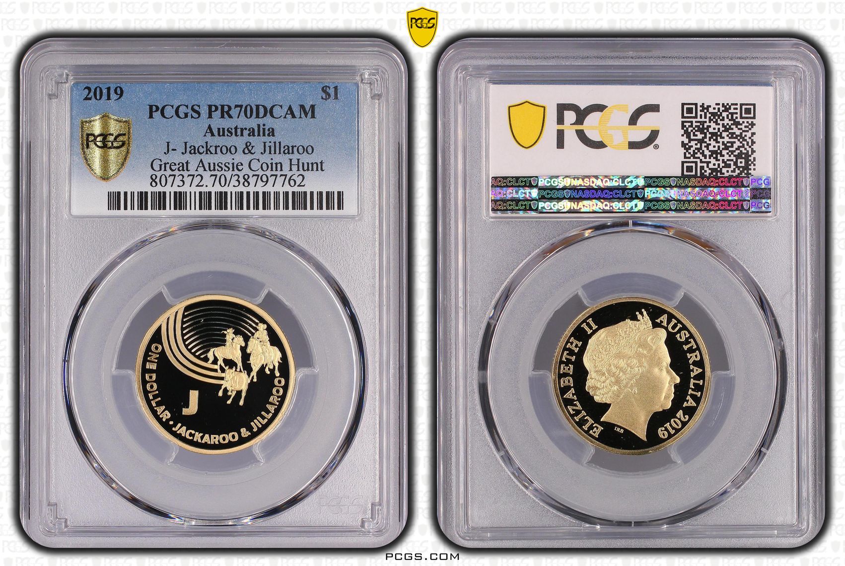 447 · 2019 Australia One Dollar, $1 J- Jackroo & Jillaroo Great Aussie Coin Hunt PCGS - PR70DCAM POP 6/0 -762