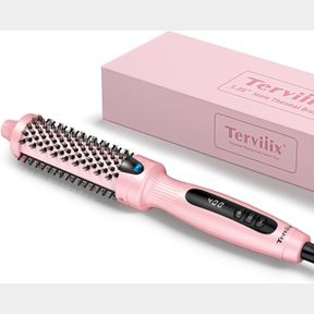 TERVIIIX 1.25 INCH CURLING IRON BRUSH CERAMIC 1 1/4 INCH DOUBLE MCH HEATED HAIR CURLING COMB TOURMALINE IONIC HAIR CURLER, DIGITAL