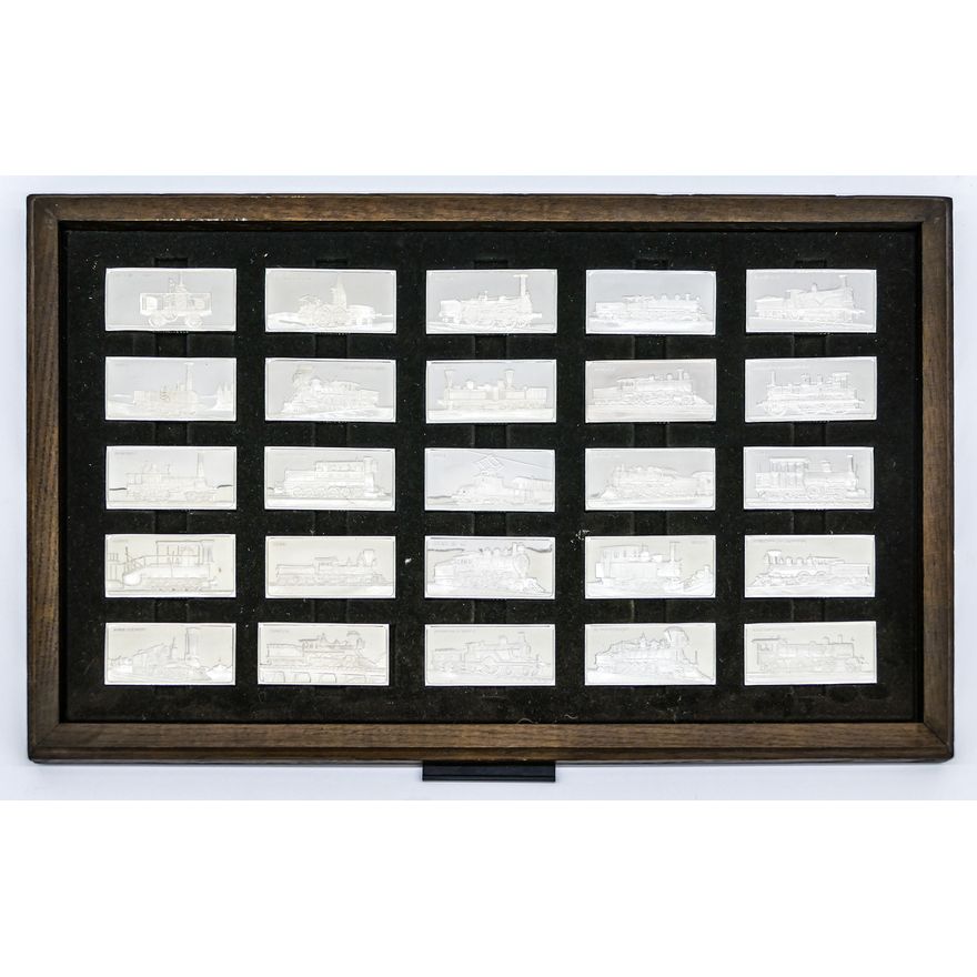 50pc Franklin Mint Sterling International Locomotive Ingot Proof Set