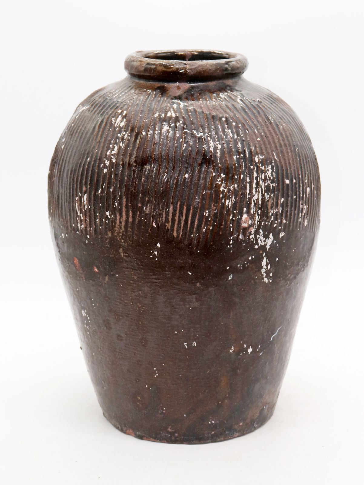 Black Glazed Stoneware Rice Storage Jar - 19th Century