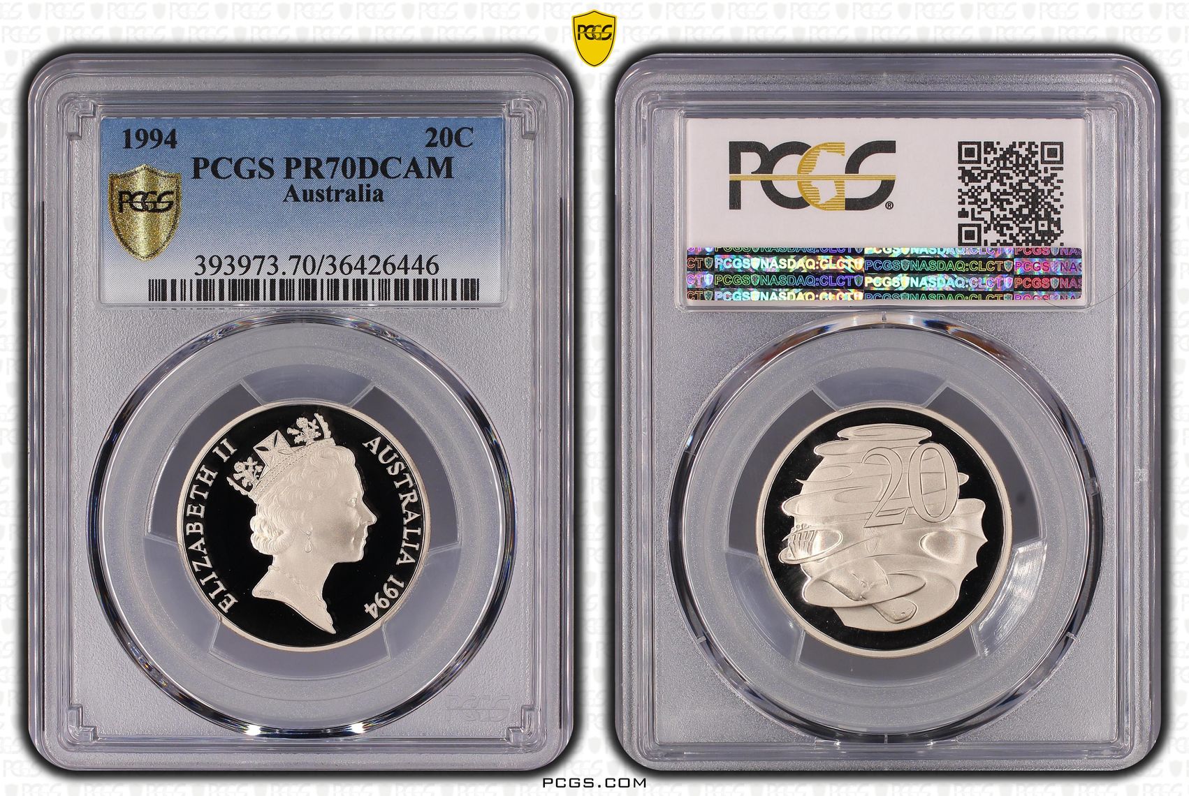 Top pop, Twenty Cent, 1994, PCGS PR70DCAM