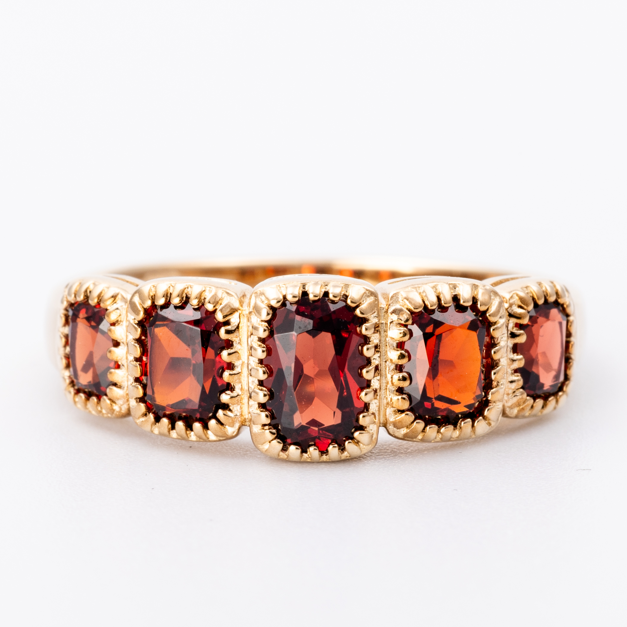 Garnet Five Stone Ring 9ct Gold