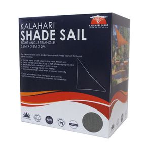 Kalahari Shade Sail 3.6M Right Angle Triangle Charcoal