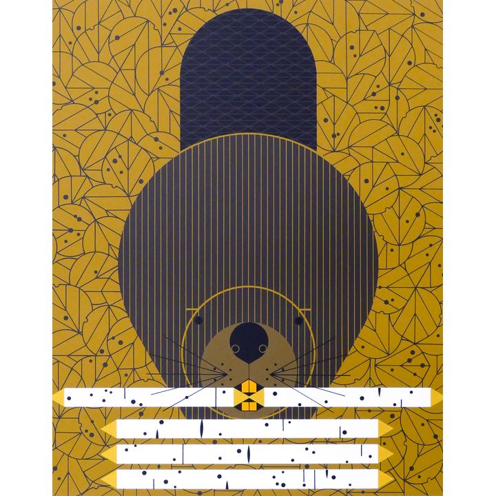 Charley Harper 'The Beaver (Dam Diligent)' S/N Limited Edition Serigraph.