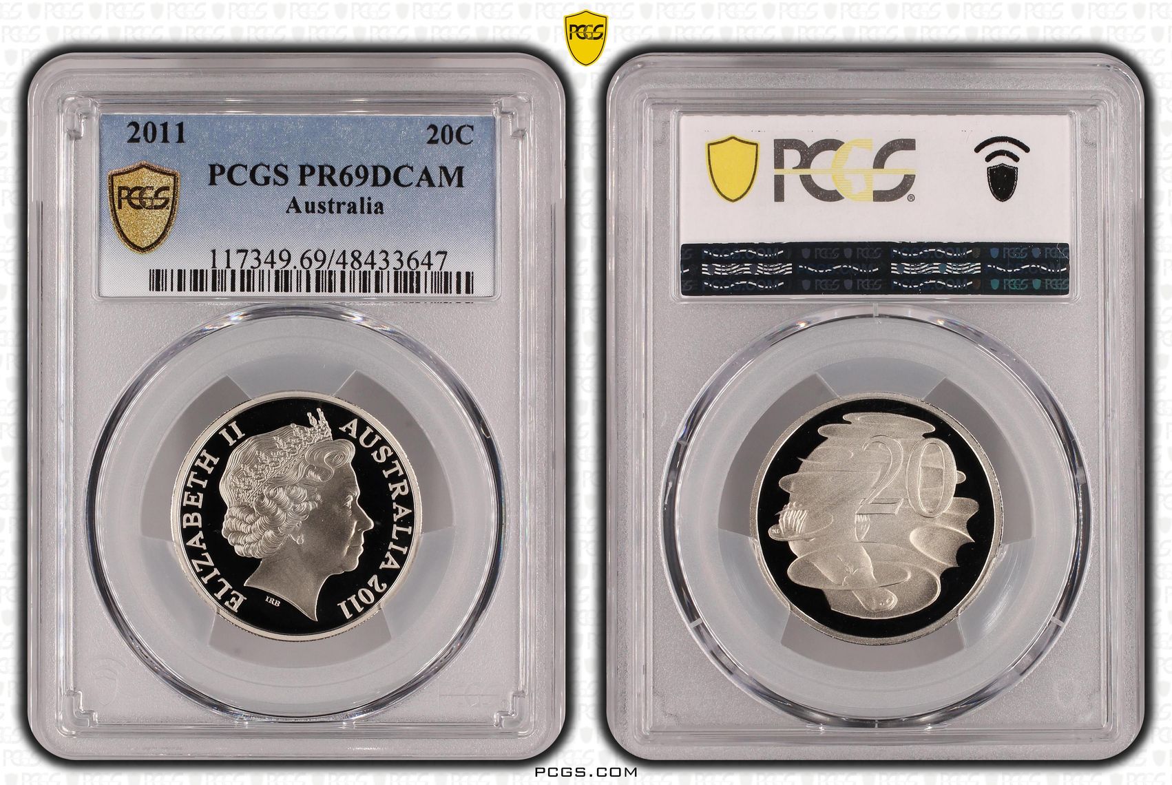 Elizabeth II, Twenty Cent, 2011, PCGS PR69DCAM