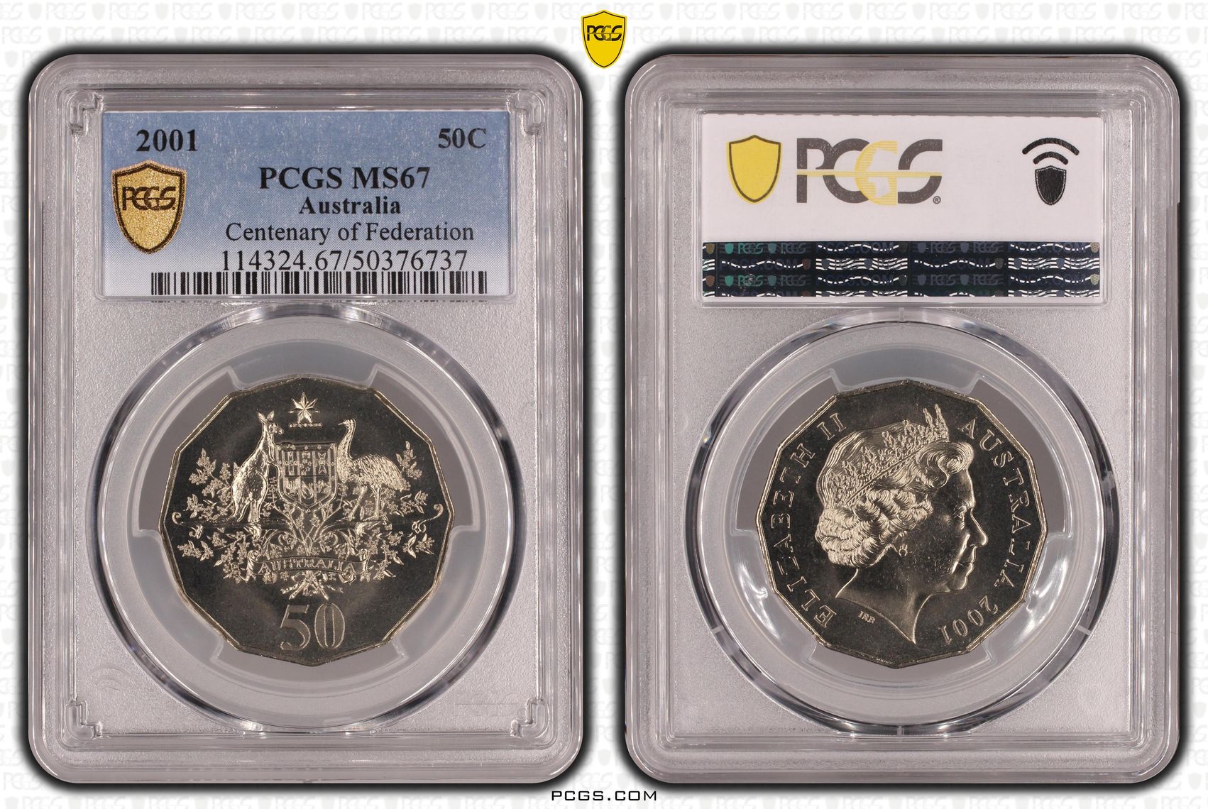 94 · Centenary of Federation , Fifty Cent, 2001, PCGS MS67
