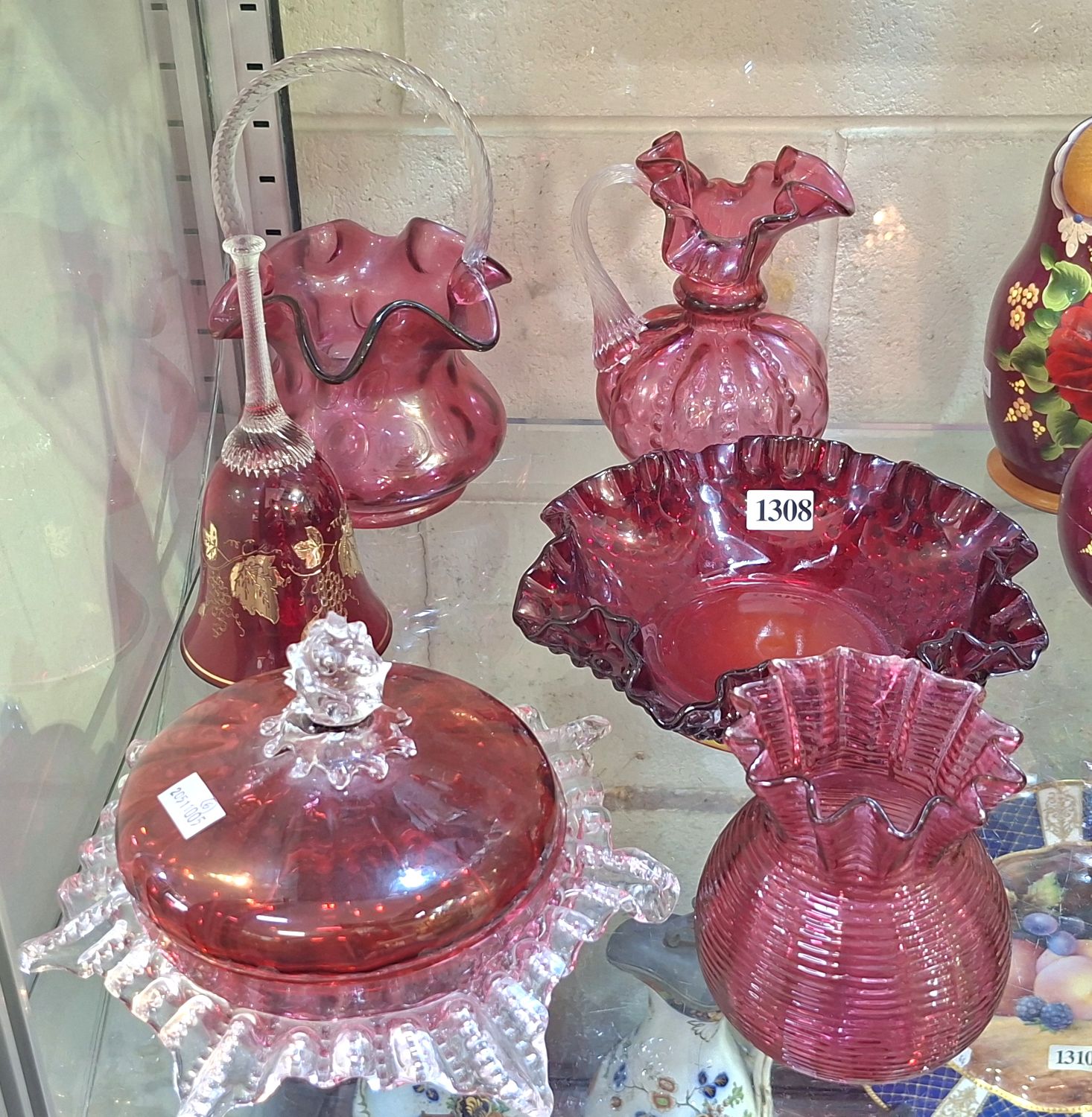 1308 · CRANBERRY AND RUBY GLASS