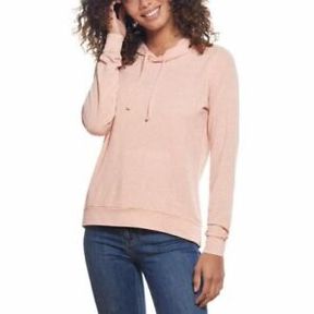 WEATHERPROOF VINTAGE WOMEN'S HOODIE LONG SLEEVE POUCH POCKET DUSTY PINK GINGHAM SZ MED
