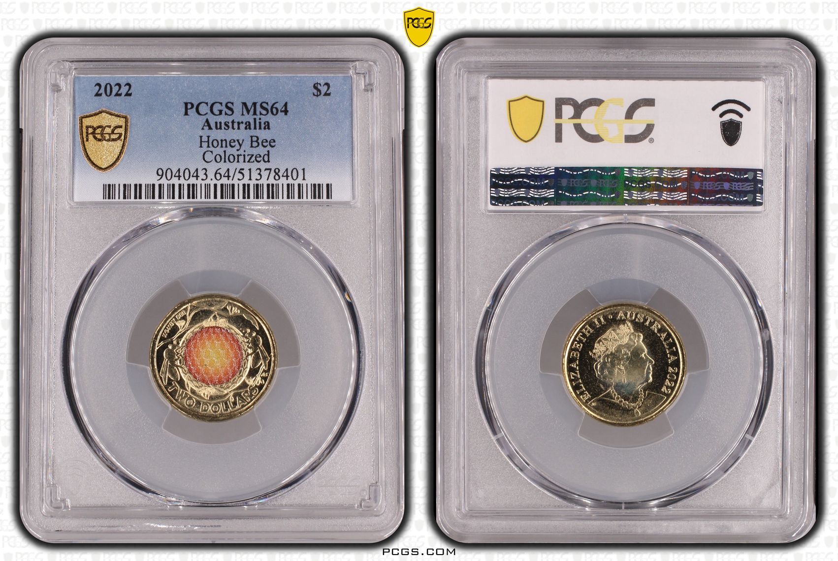 Honey Bee Colorized, Two Dollar, 2022, PCGS MS64