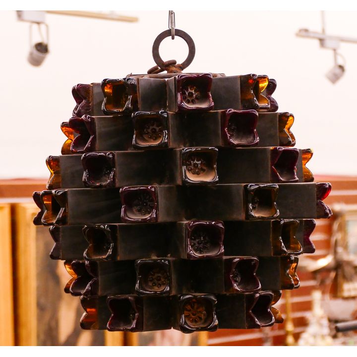 Felipe Delfinger for Feders Artichoke Hanging Glass & Steel Pendant Lamp