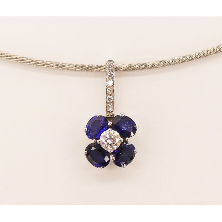 Lady's Sapphire & Diamond 18k Pendant Necklace