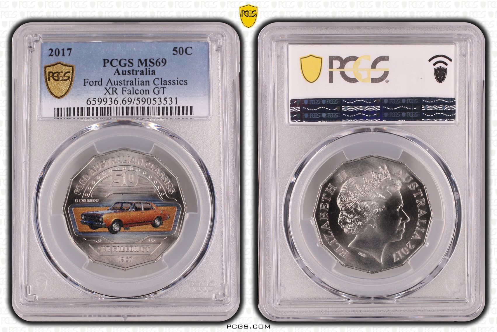 Ford Australian Classics - XR Falcon GT, Fifty Cent, 2017, PCGS MS69