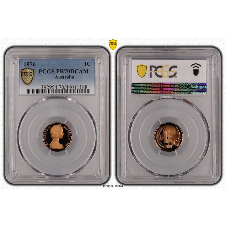 1976 Australia One Cent, 1c PCGS - PR70DCAM POP 17/0 -188